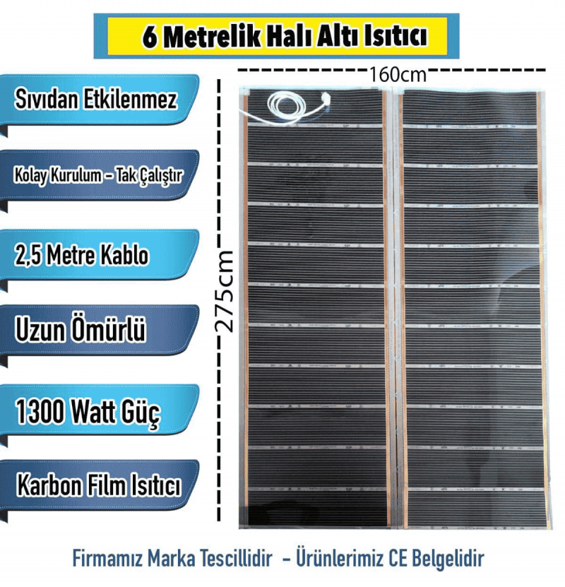 Termostatlı 6 Metrelik Halı Altı Isıtma (160x275cm)