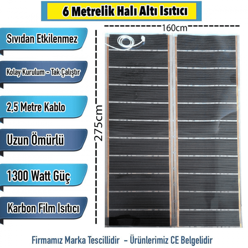 Termostatlı 6 Metrelik Halı Altı Isıtma (160x275cm)